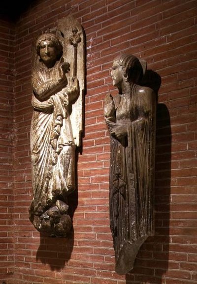 Figures of the Annunciation, from the exterior of St. Sernin, c.1200 by French School